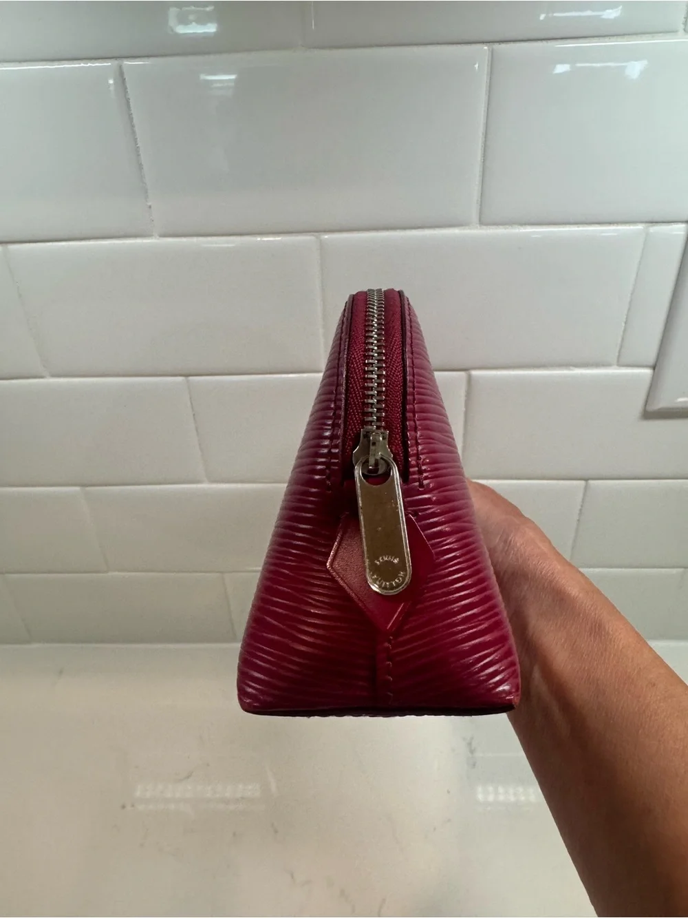 Authentic Louis Vuitton Fuchsia Epi leather cosmetic bag